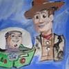 Buzz Light Year and Woody painting by Art with a Heart artist in residence Lori Presto. For a child's room at Wolfson Children's Hospital.