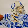 Painting of Peyton Manning when he played for the Colts for a patient at Wolfson Children's Hospital by Art with a Heart Artist Josh Bergesen.