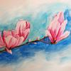 Painting of a blooming magnolia for a patient at Wolfson Children's Hospital by Art with a Heart artist Lori Guadagno.