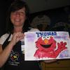 Lori Presto showing off her Elmo artwork created for a patient at June 27, 2012 at Wolfson Children's Hospital.