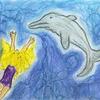 "Swimming with Dolphns" - Painting by a patient at  Wolfson Children's Hospital.